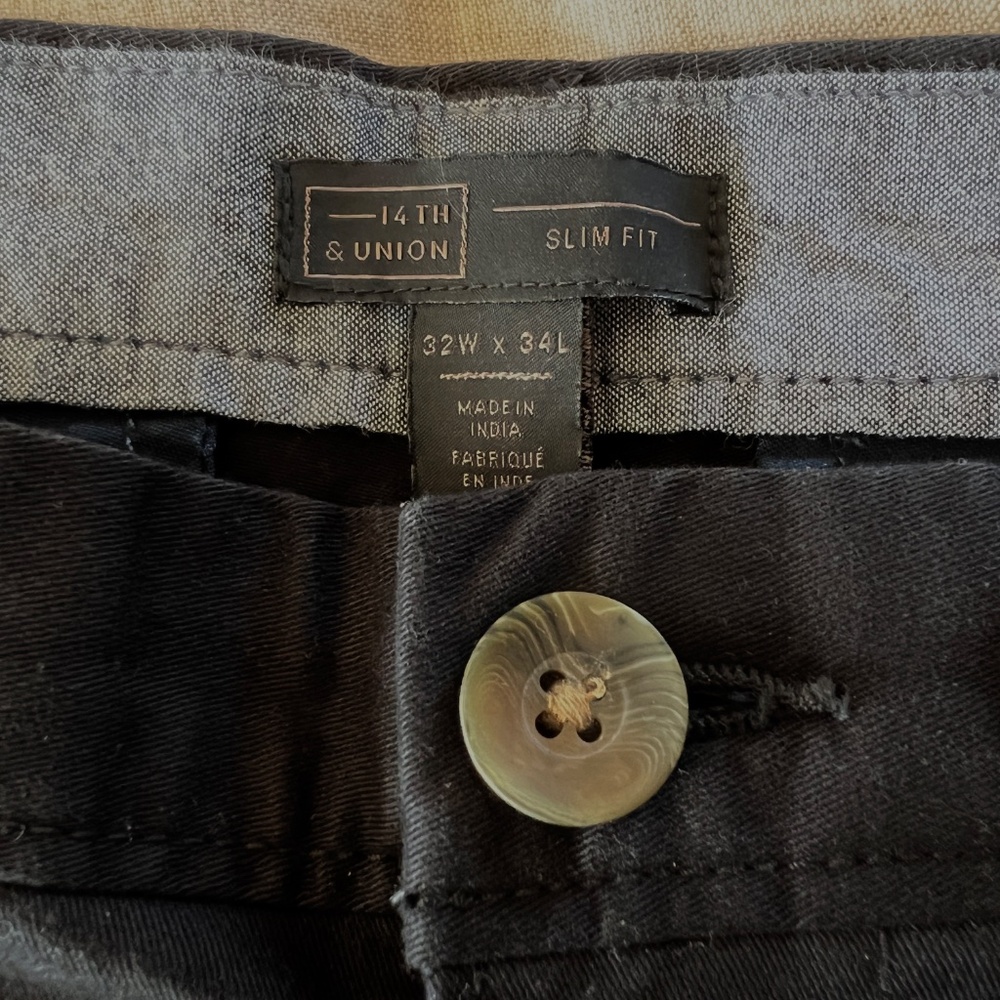 NWT 14th & Union Mens Slim Fit Black Chino Pants 32W x 34L Business Casual - Picture 4 of 5